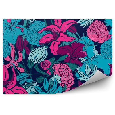 Fototapeta na stenu Vzor s kvetmi ľalií, ruží a klinčekov