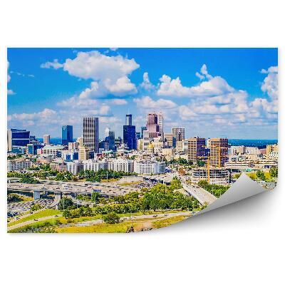 Fototapeta Panoráma mesta mrakodrapy cesty autá tráva stromy obloha mraky atlanta georgia