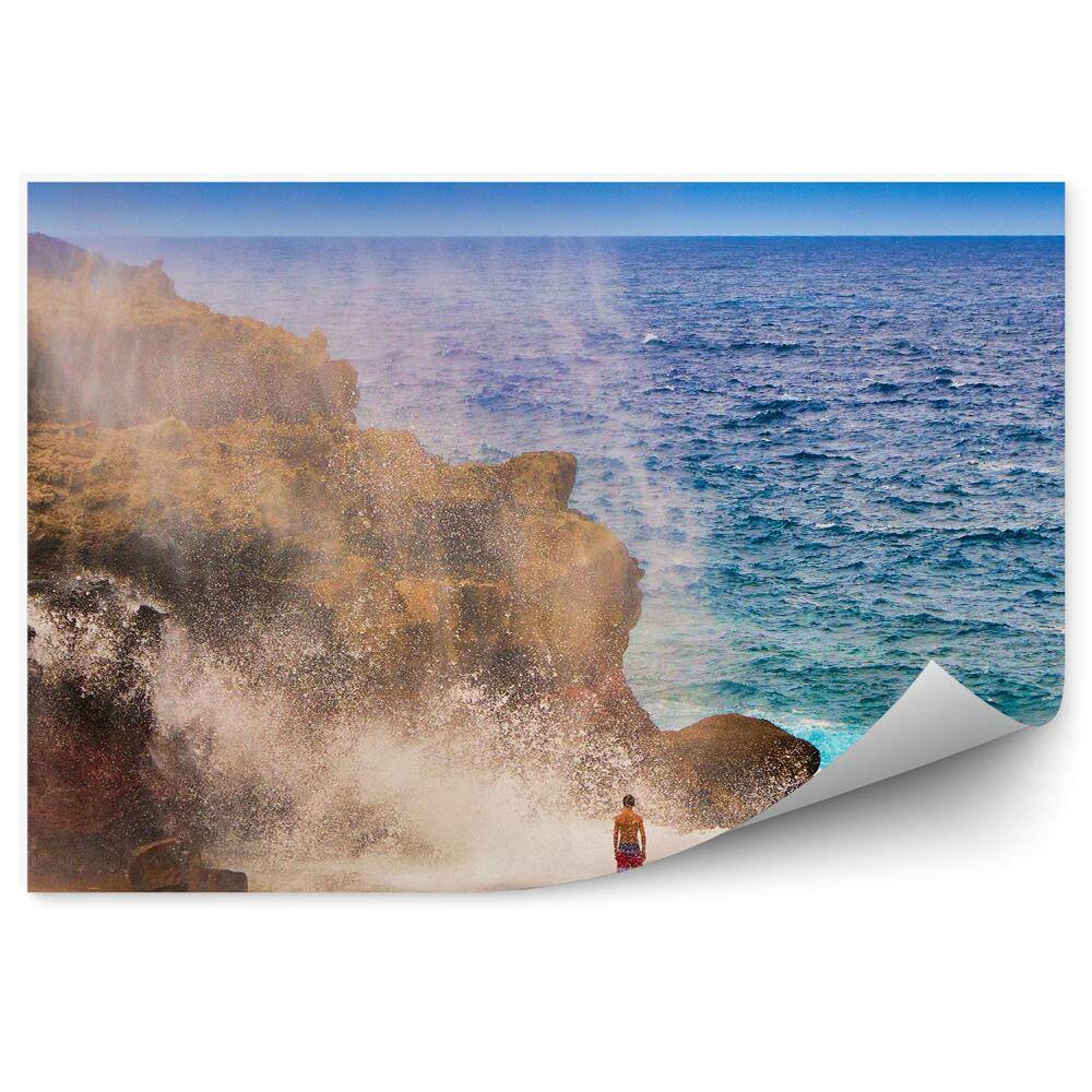 Fototapeta Skaly ľudia oceán Havaj obloha mraky