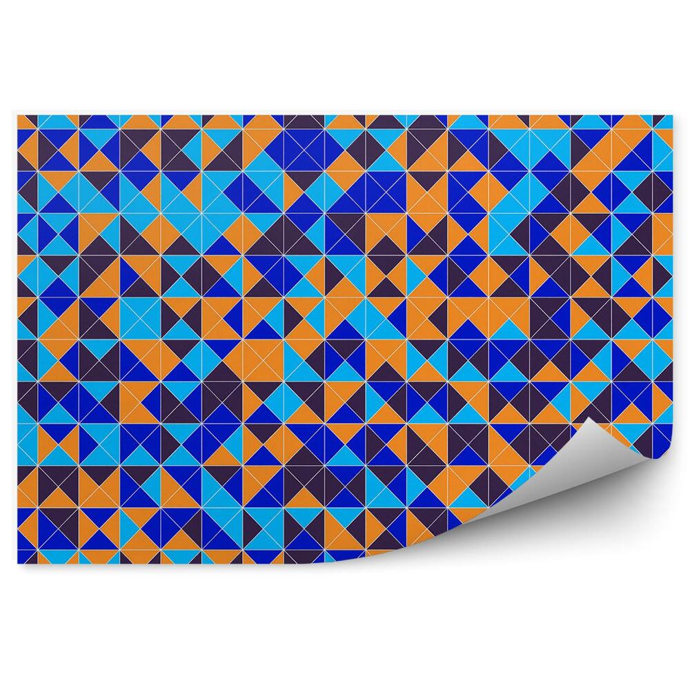 Fototapeta na stenu Modro oranžová mozaika geometrické tvary vzor