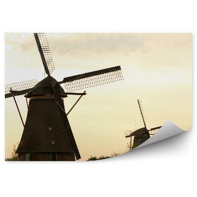 Fototapeta Megleni sončni vzhod Leseni mlini na veter