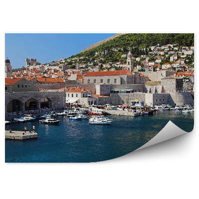 Fototapeta Dubrovník prístav lode hory more
