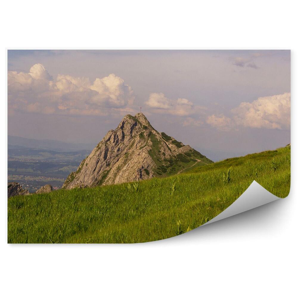 Fototapeta na stenu Giewont tráva obloha mraky tatry domy pohľad