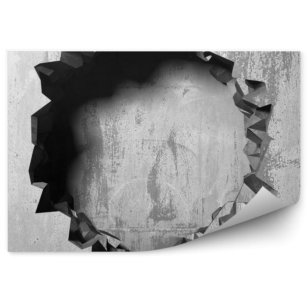 Fototapeta na stenu Tmavý prasknutý poškodený otvor v betónovej stene