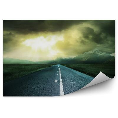 Fototapeta Cesta Tráva Hory Sneh Zima Západ Slnka