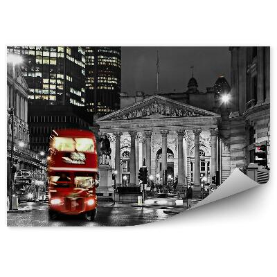 Fototapeta Royal Exchange mrakodrapy ulica červený autobus Londýn