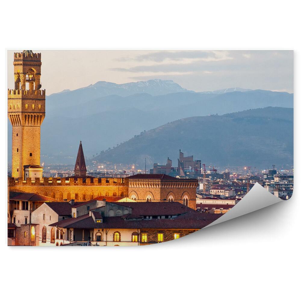 Fototapeta Michelangelovo námestie budovy Florencia hory obloha mraky