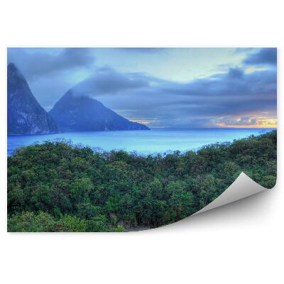 Fototapeta Karibik zelený les stromy ostrovy mraky