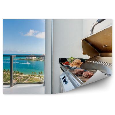 Fototapeta na stenu Jedáleň Gril Terasa Výhľad Palmy Oceán Mrakodrapy Avenue