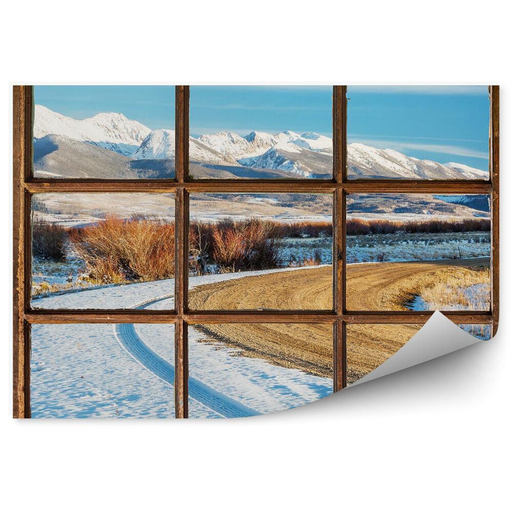 Fototapeta na stenu Sneh zimné vrcholy hôr cesta cesta pohľad z okna