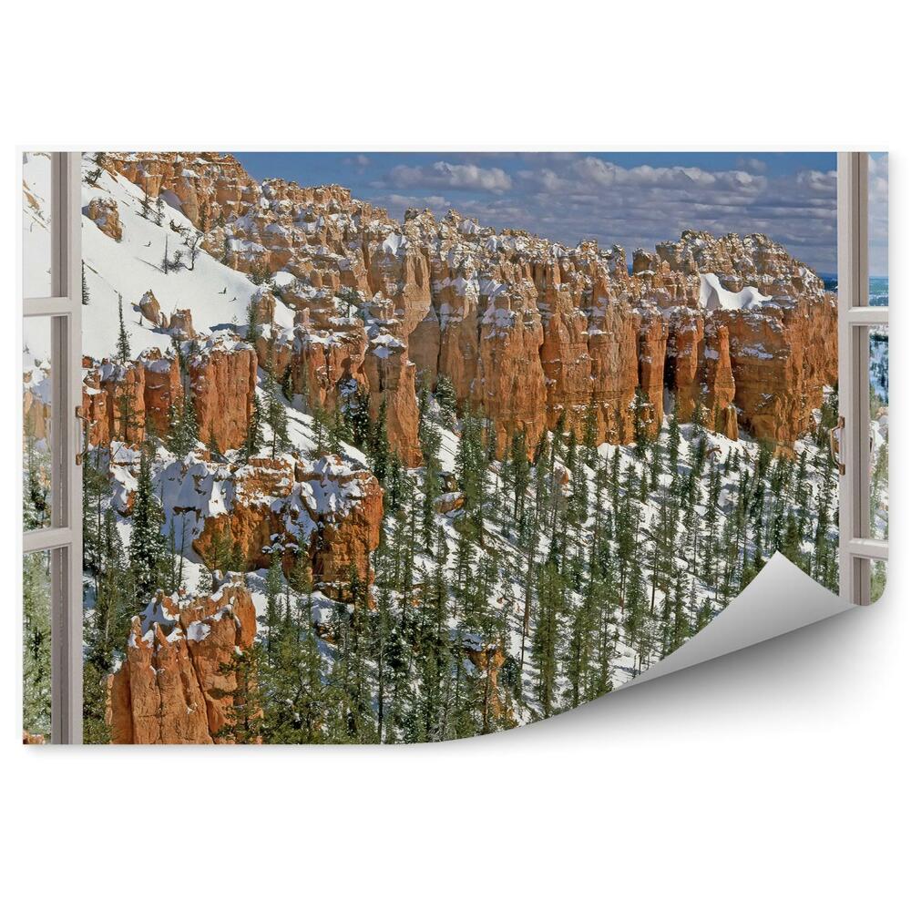 Fototapeta Horská krajina za oknom zima