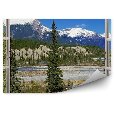 Fototapeta na stenu Vianočné stromčeky vrcholy hôr pohľad z okna