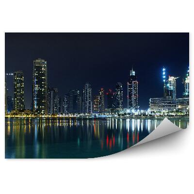 Fototapeta na stenu Záliv Nočné Svetlá Odraz Vo Vode Mesto