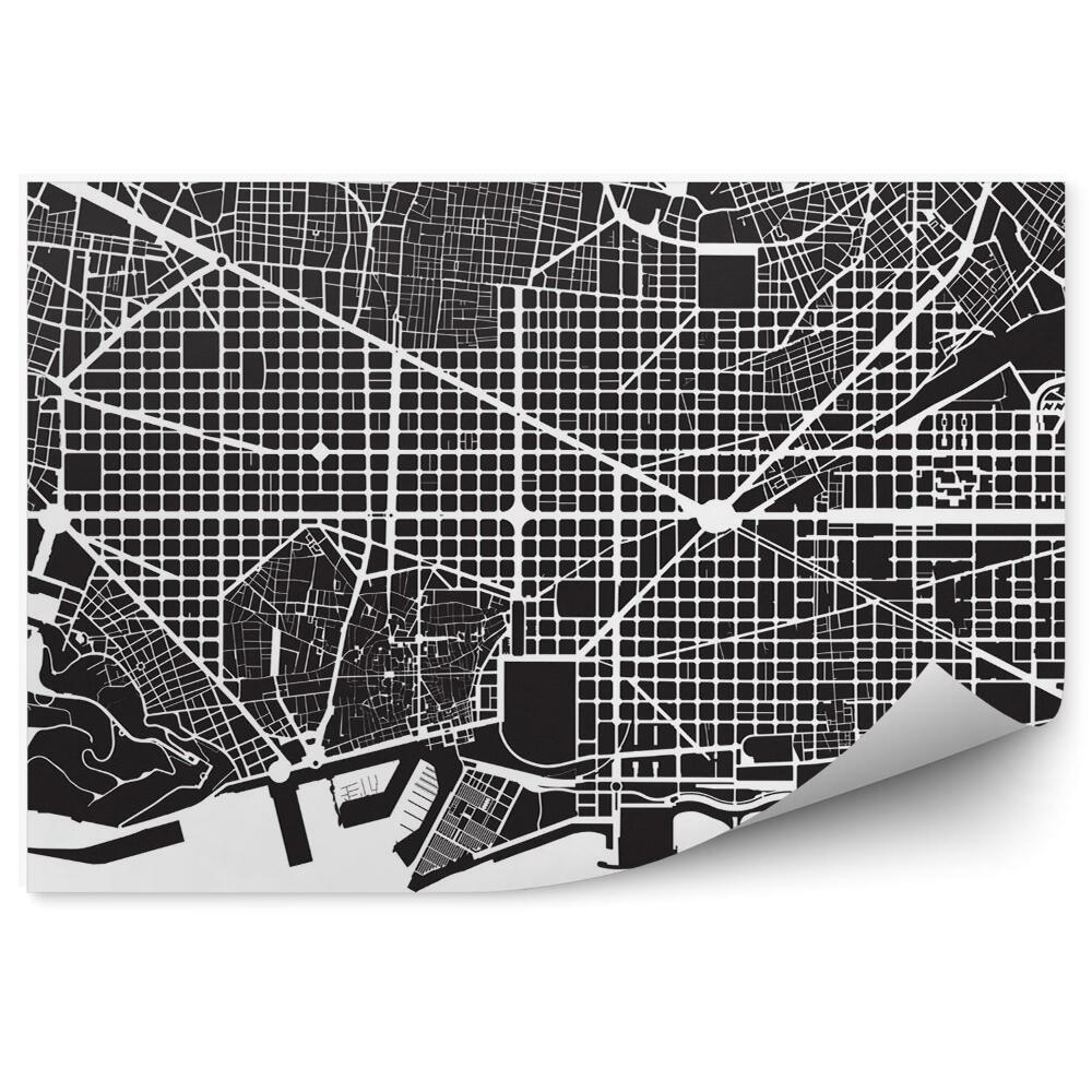 Fototapeta Plán mesta Barcelona čiernobiely