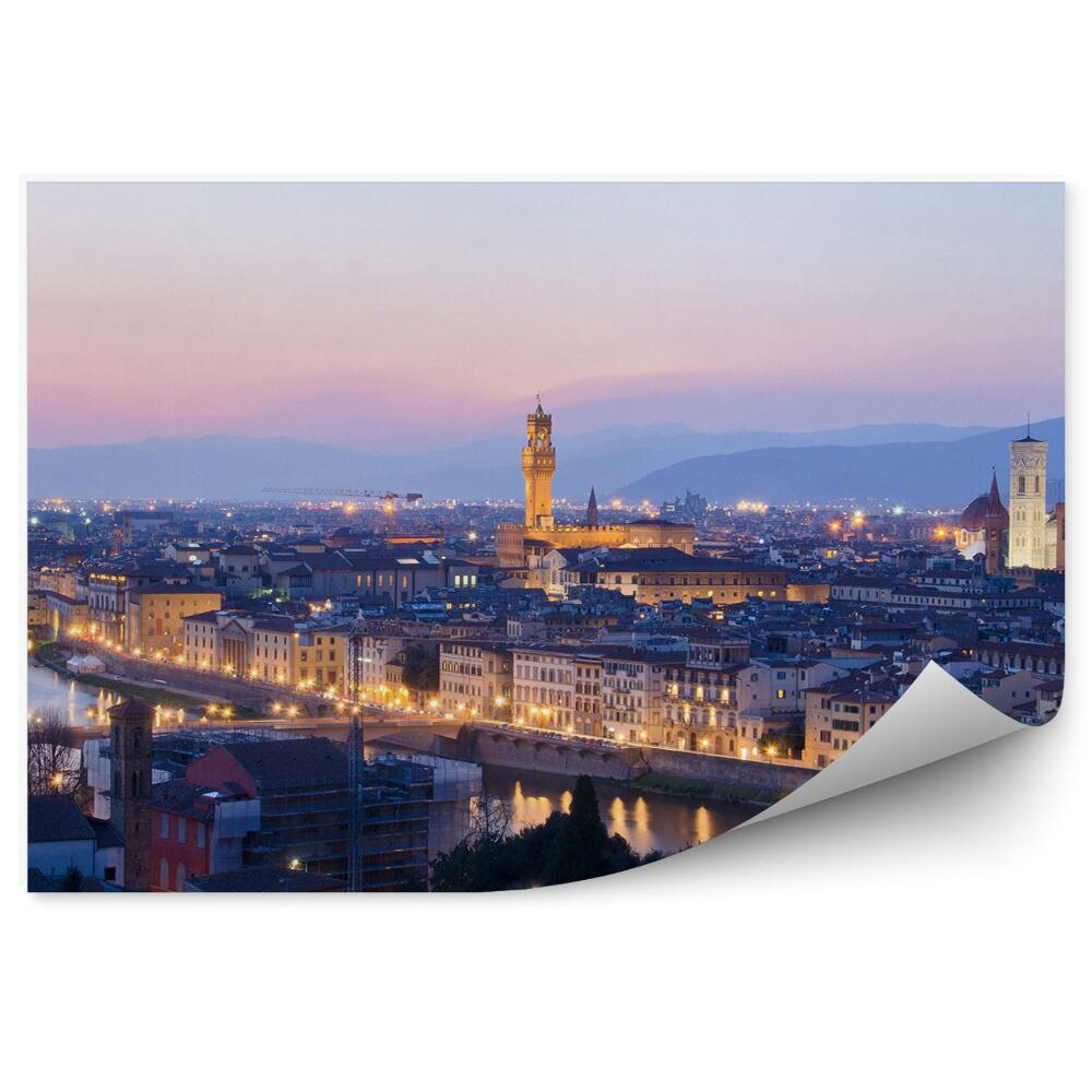 Fototapeta Santa Maria del Fiore katedrála budovy Michelangelovo námestie Florencia nočné svetlá