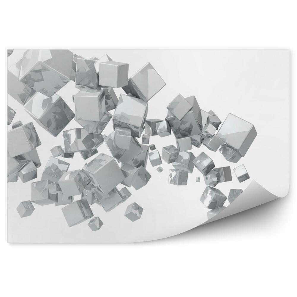 Fototapeta na stenu 3D lesklé biele kocky na bielom pozadí