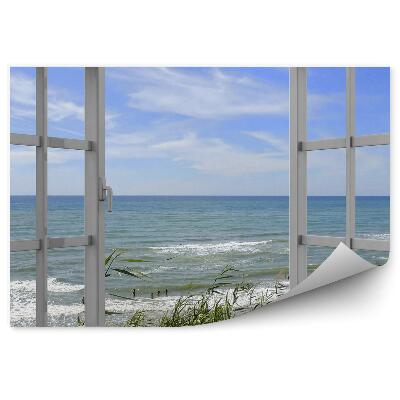 Fototapeta na stenu Morské vlny tráva okno s výhľadom