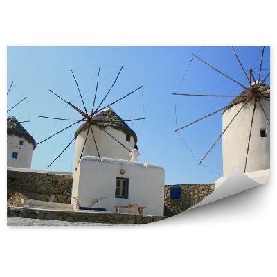 Fototapeta Grčija mlini na veter mesto modro nebo