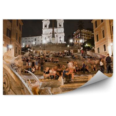Fototapeta Kostol Trinità dei Monti budovy schody fontána noc ľudia