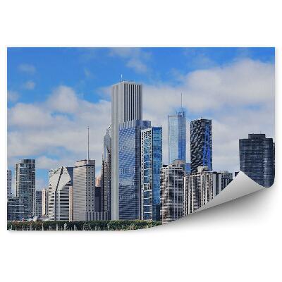 Fototapeta Mrakodrapy stromy oceán jachty obloha mraky