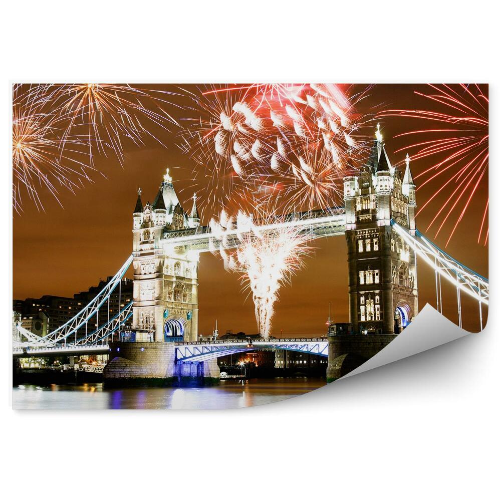 Fototapeta Ohňostroj nad Tower Bridge londýnske nočné farby svetla