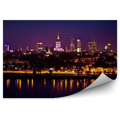 Fototapeta Panoráma Varšavy v noci
