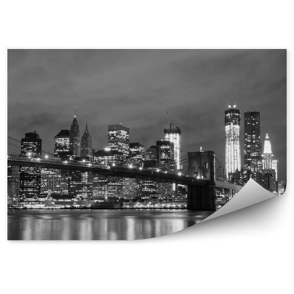 Fototapeta na stenu Brooklynský most a panoráma manhattanu v noci new york city