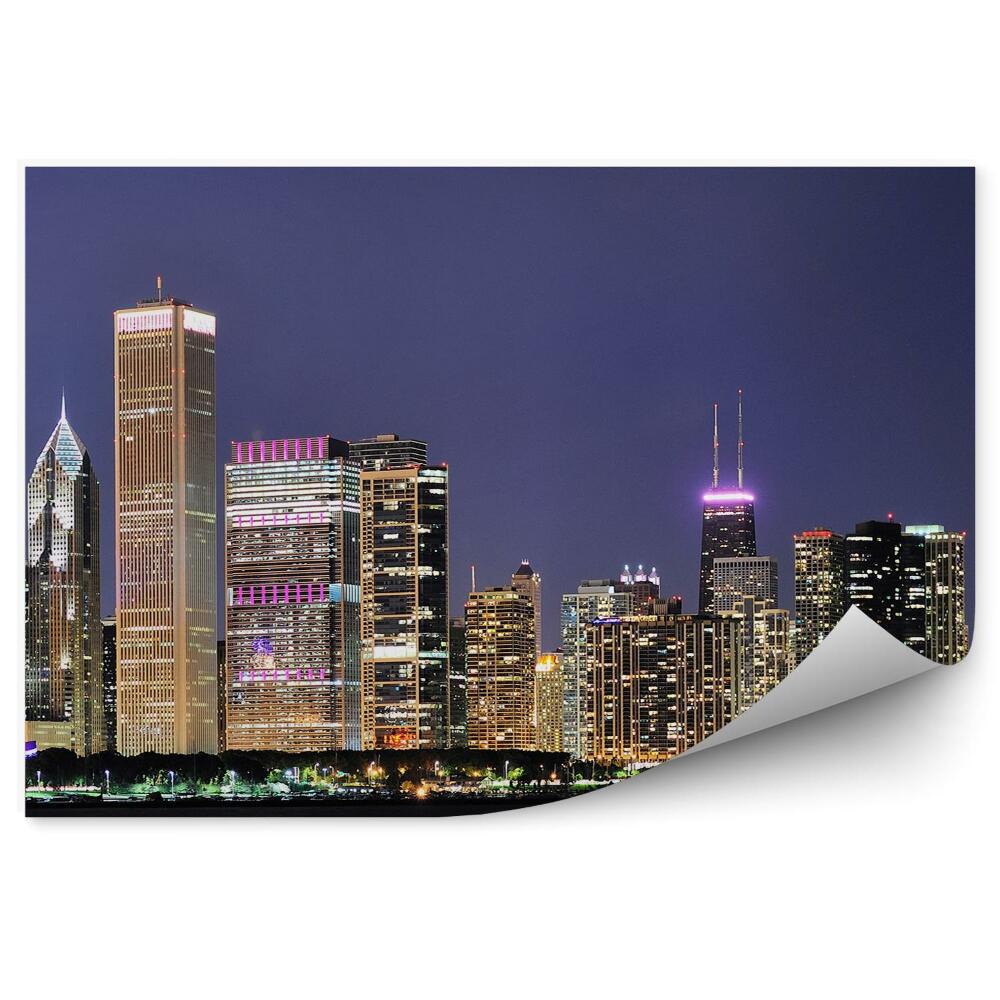 Fototapeta na stenu Chicago mrakodrapy budovy svetlá noc