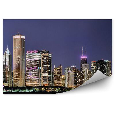 Fototapeta na stenu Chicago mrakodrapy budovy svetlá noc