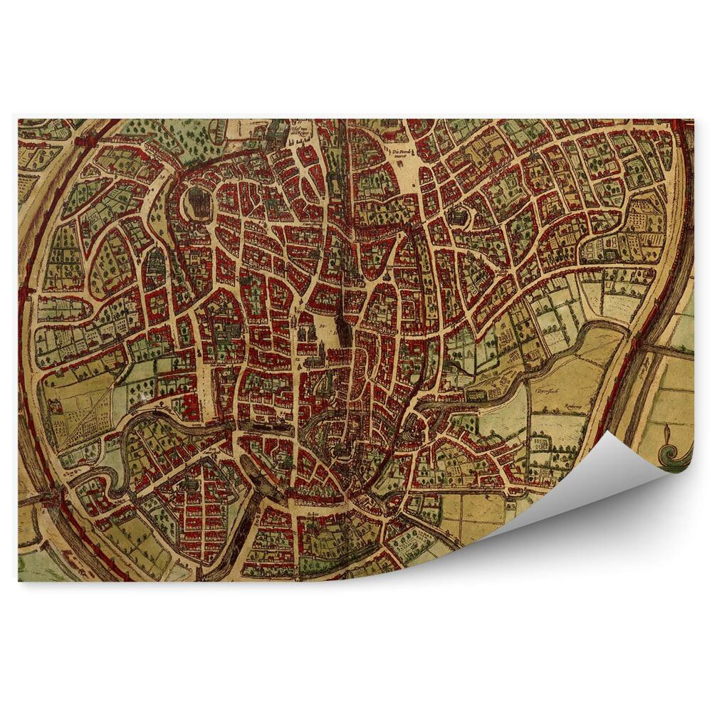 Fototapeta na stenu Bruggy stará mapa plán mesta