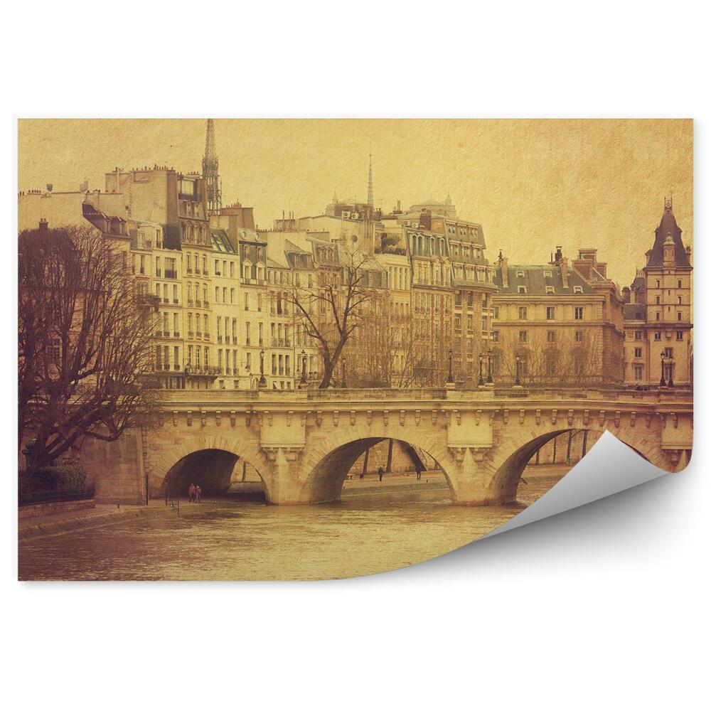 Fototapeta Retro pohľad na Paríž Francúzsko Seina