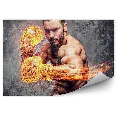 Fototapeta Moške boksarske rokavice ogenj