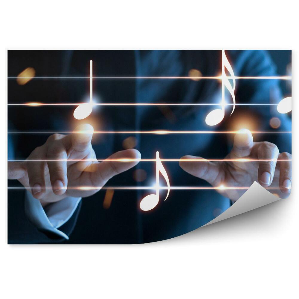 Fototapeta Notový zápis husľový kľúčový zápis svetlo mužské ruky