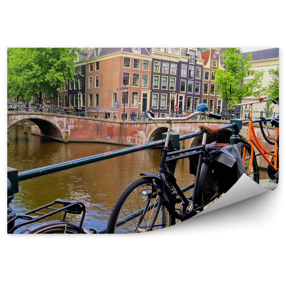Fototapeta na stenu Amsterdamski kanal most s kolesi mesto
