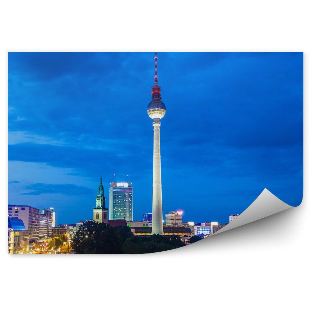 Fototapeta na stenu Pohľad na televíznu vežu Berlín svetlá noc