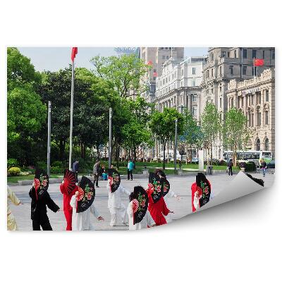 Fototapeta na stenu Tai chi shanghai kimonos ventilatorji stavbe china