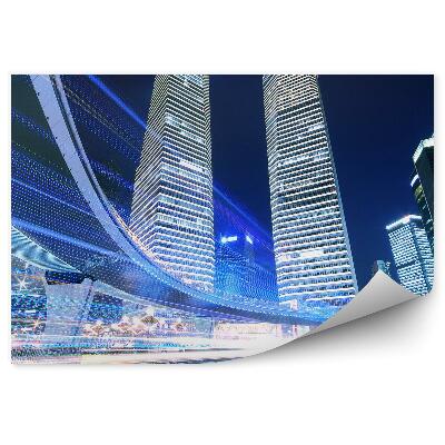 Fototapeta Barvni nadvoz svetlobni promet ponoči