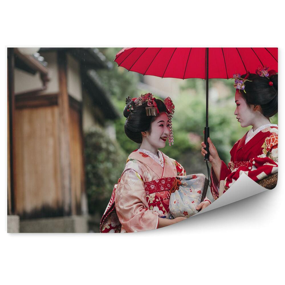 Fototapeta na stenu Japonsko Mesto Žena Gejša Dáždnik Do Dažďa