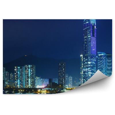 Fototapeta na stenu Hongkong mrakodrapy obloha svetlá oceán noc
