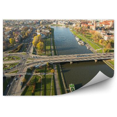 Fototapeta Pohľad z vtáčej perspektívy rieka Visla Krakov