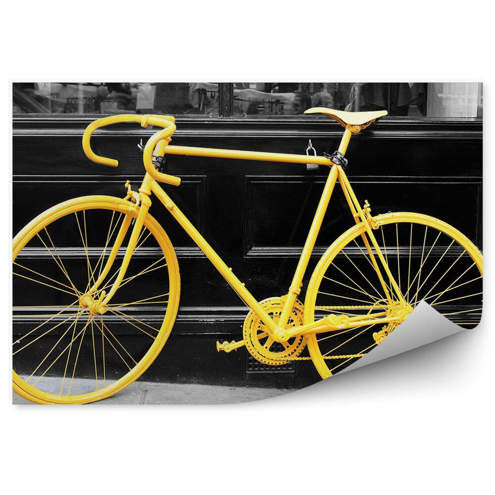 Fototapeta Žltý Bicykel Čiernobiela Fotografia Mesta