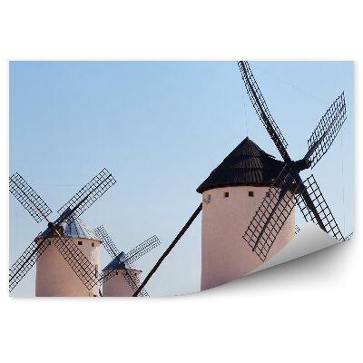 Fototapeta Velike bele vetrnice suho polje