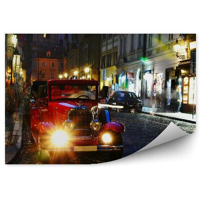 Fototapeta Klasické retro auto so zapnutými svetlami