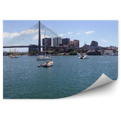 Fototapeta Budovy panoramatický most anzac jachty obloha mraky