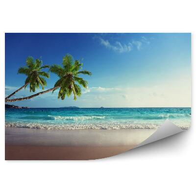 Fototapeta Západ slnka na pláži na Seychelách