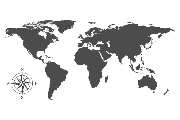 Fototapeta Čiernobiela mapa sveta