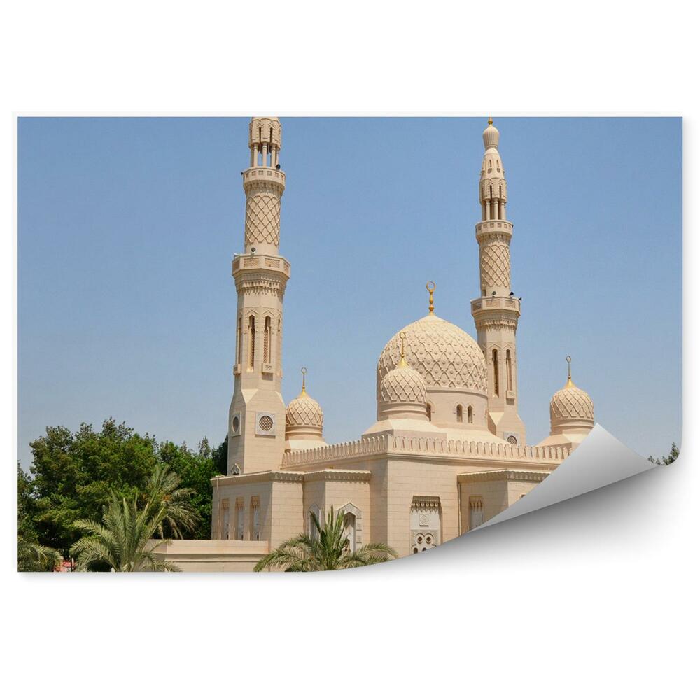 Fototapeta Mešita Dubaj palmy stromy tráva mrakodrapy obloha