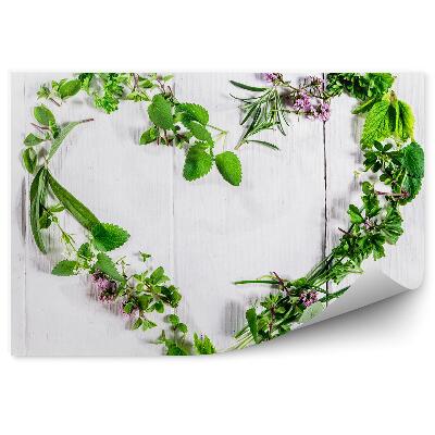 Fototapeta na stenu Kompozícia byliniek srdce biele drevo