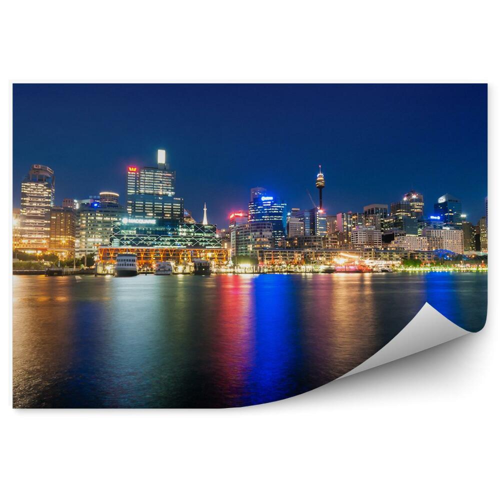 Fototapeta na stenu Mrakodrapy lode oceán svetlo noc Sydney