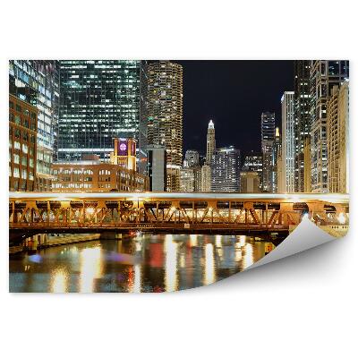 Fototapeta Mrakodrapy svetlá most rieka svetlá noc